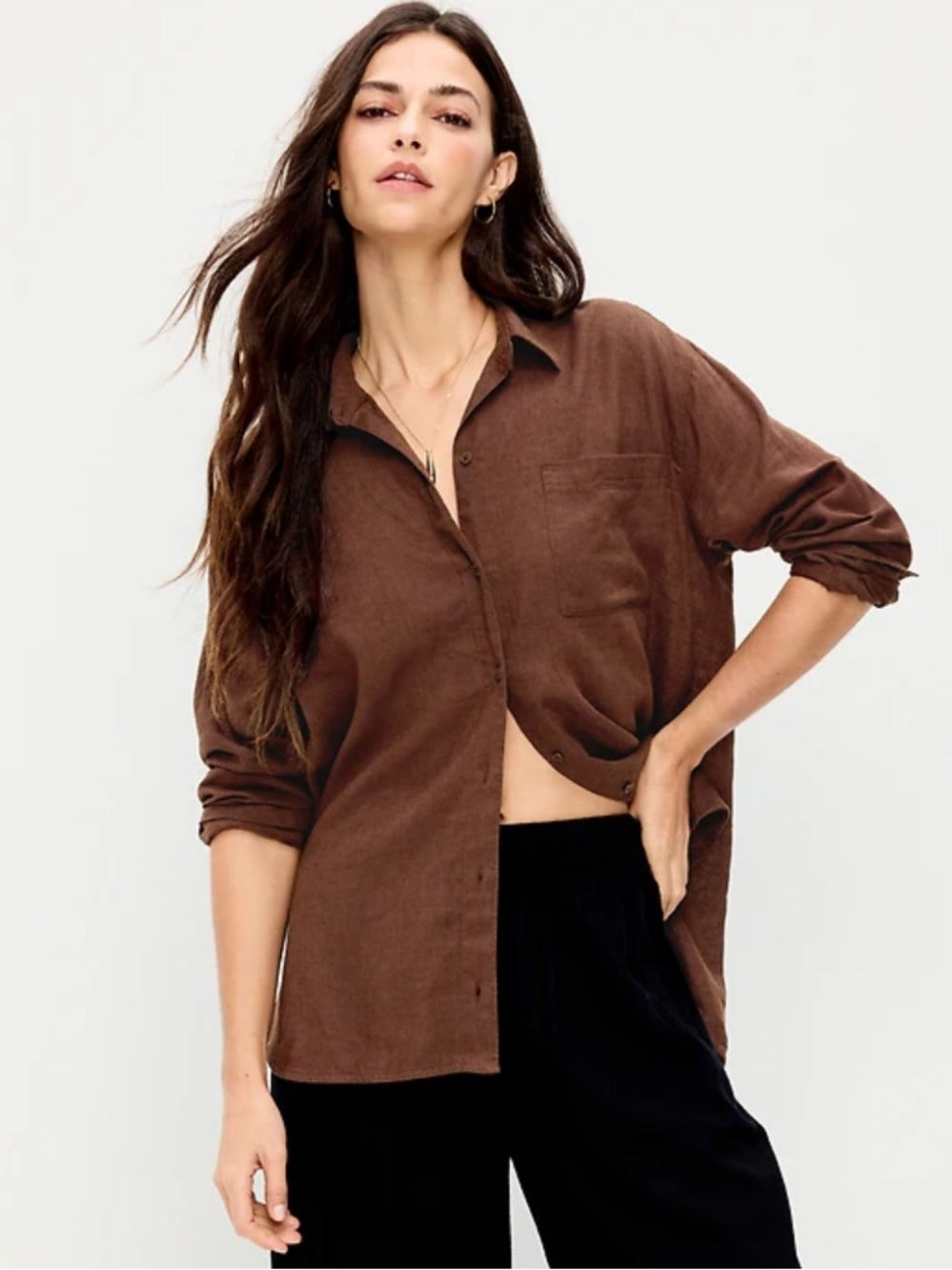 Old Navy Linen-Blend Loose Button-Down Shirt